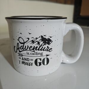 Adventure Enamel Mug - White with Black Speckles